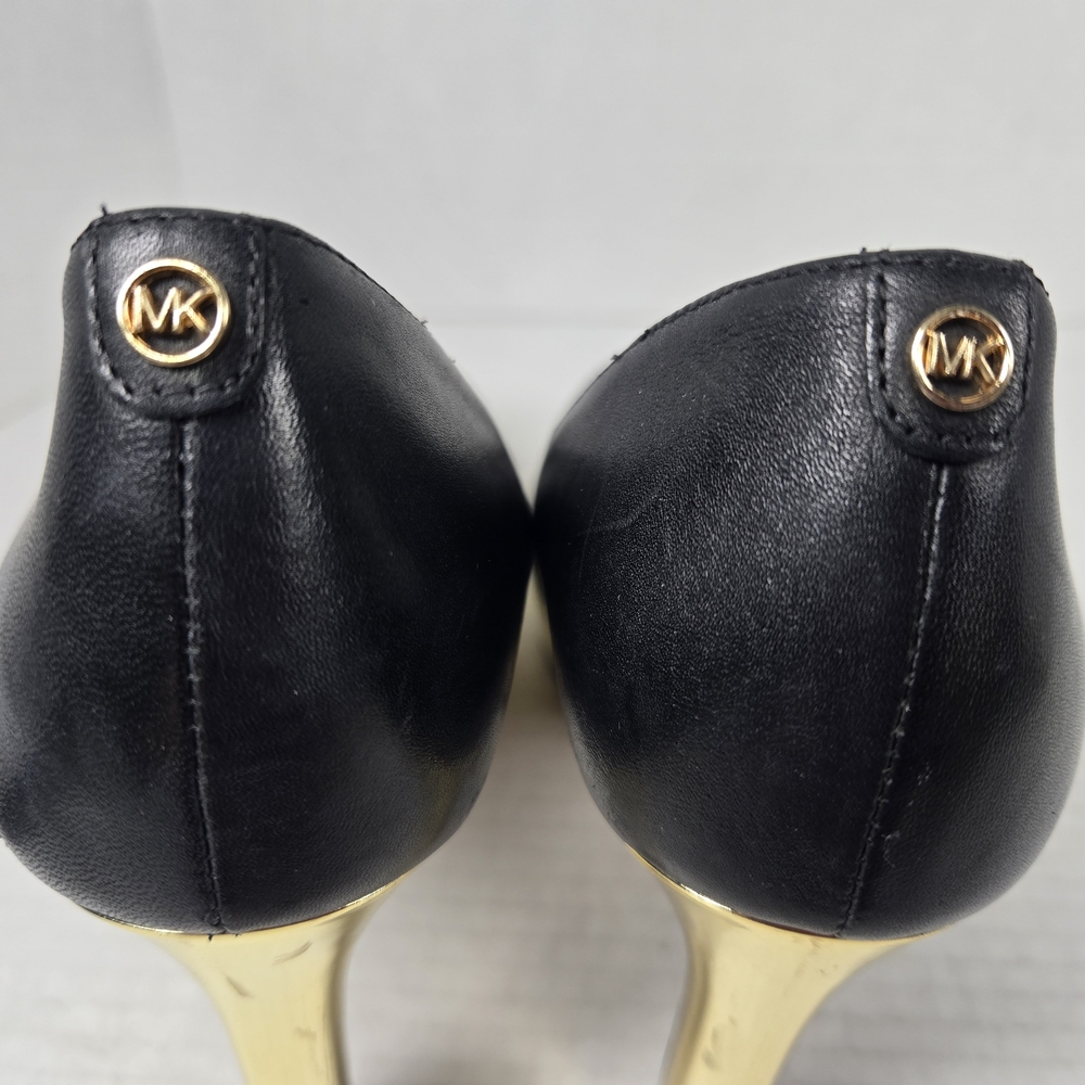 Michael Kors Chantal Black and Gold 4" Platform Pumps Heels Women's Size 6 - Picture 9 of 10